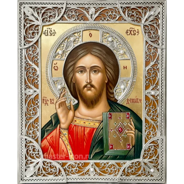 Икона Спасителя в сканном окладе